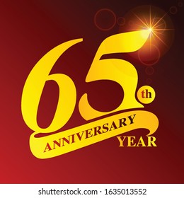65th anniversary year logo template design on drake red light background