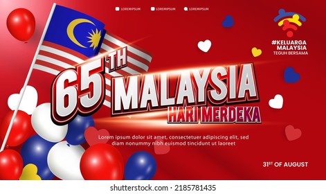 65th Malaysia Independence Day. Hari  Merdeka (English Translate : Malaysia Independence Day). Celebration Vector Illustration