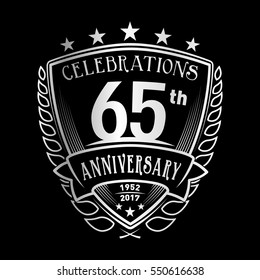 65th Shield Anniversary logo. Vector and illustration. 65 years logo. 