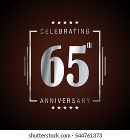 65th Silver anniversary logo, laurel wreath isolated on brown background, vector design