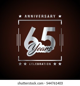 65th Silver anniversary logo, laurel wreath isolated on brown background, vector design
