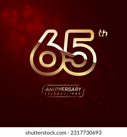 65th year anniversary logo design with a double line concept in gold color