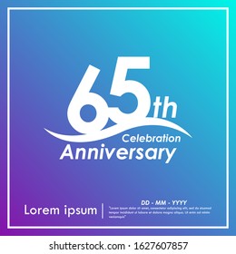 65th years anniversary celebration logotype with violet and blue background, vector illustration template design for booklet, leaflet, magazine, brochure poster, web, invitation or greeting card