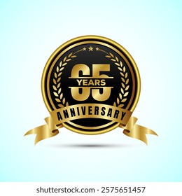65th years anniversary icon logo design birthday celebration, Golden anniversary emblem