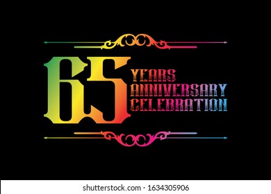 65th years anniversary logo template, Vector design birthday celebration
