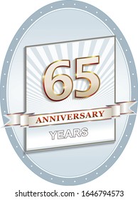 Logo del 65º aniversario, fondo de diseño vectorial para celebración, invitación, tarjeta de cumpleaños