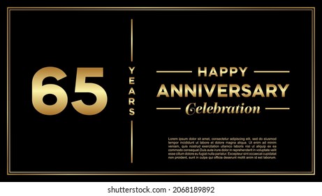 65th years anniversary, vector design for anniversary celebration with gold color on black background, simple and luxury design. logo vector template
