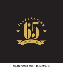 65th years celebrating anniversary emblem logo design illustration icon vector template