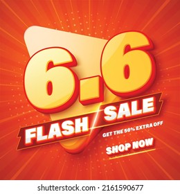 6.6 3D flash sale banner template design for web or social media.