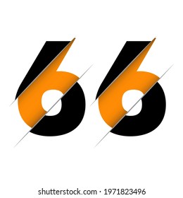 66 6 Number Logo Design with a Creative Cut and Black Circle Background. Creative logo design.