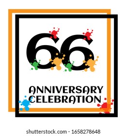 66 anniversary logo vector template. Design for banner, greeting cards or print