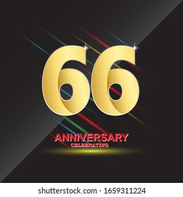 Plantilla vectorial de logotipo de 66 años. Diseño para banner, tarjetas de felicitación o impresión