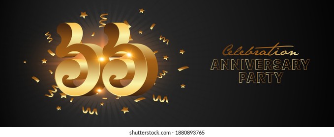 66 Anniversary template, Golden 3d  with khmer number for anniversary, Luxury anniversary over black and abstract background, Banner, poster, celebrate banner template, Vector