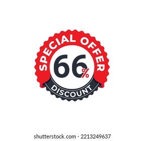 66% Discount Coupon. Sale tags set vector badges template. Sale offer price sign. Special offer symbol. Discount promotion. Discount badge Stamp shape. Vector illustration design
