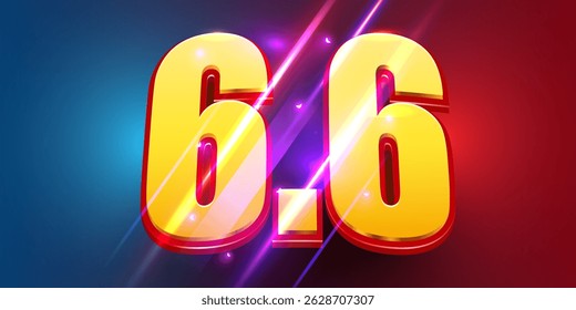 6.6 discount flash sale background. Vector illustration for shopping day, online shopping, special Offer coupon, voucher, banner template, websites, social media advertising. Vector illustration