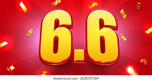 6.6 fundo de venda flash desconto. Ilustração vetorial para o dia de compras, compras on-line, cupom de oferta especial, voucher, modelo de banner, sites, publicidade de mídia social. Ilustração vetorial