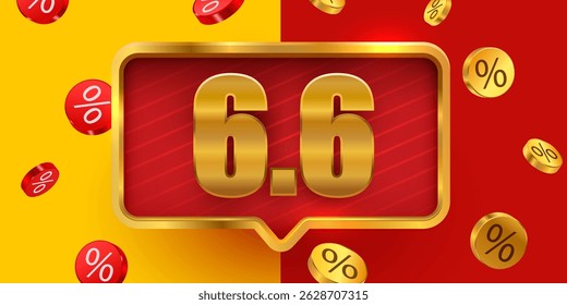 6.6 discount flash sale background. Vector illustration for shopping day, online shopping, special Offer coupon, voucher, banner template, websites, social media advertising. Vector illustration