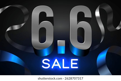 6.6 discount flash sale background. Vector illustration for shopping day, online shopping, special Offer coupon, voucher, banner template, websites, social media advertising. Vector illustration