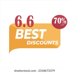 6.6 event best discount 70 percent editable text style effect themed sales promotion