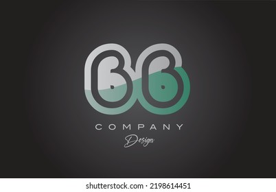 66 green grey number logo icon design. Creative template for business and company