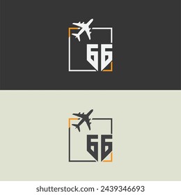 66 initial monogram logo with square style design.