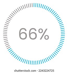 66 % geladen. 66 % Kreisdiagramme Infografik-Vektorgrafik, 66 % einsatzbereit für Webdesign ux-ui