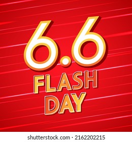 6.6 logo for sale poster. 6.6 Online super sale banner template on red background. Flash sale banner design.