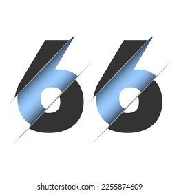 66 number cut design for decorative design. 3d art wallpaper. Vintage vector ornament template.