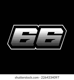 66 Number Speed Logo Design Template Inspiration, Vector Illustration For Sticker, Racing.