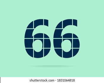66 number, vector desing font.  Made of knife cut. For logo, brand label, design elements, corporate identity, application & more. IsolatedEps10 illustration