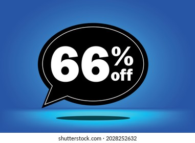 66% off - black and blue floating balloon - with blue background - banner for discount and reduction promotional offers