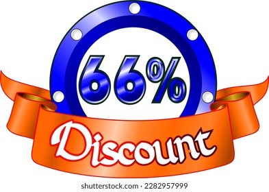 66% off, blue disk and orange ribbon, vector illustration for wholesale and retail, illustrative art, beautiful illustration, vector. God is good!