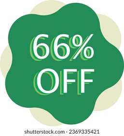 66% de descuento en el anuncio de marketing de vectores verdes e ilustraciones en fondo blanco