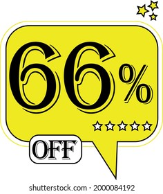 66% off Floating yellow balloon for promotional offers and discounts.