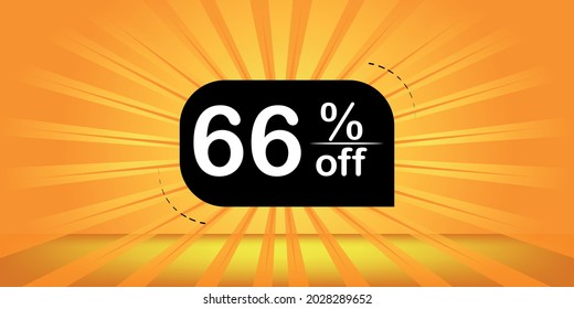 66% de descuento - banner naranja y negro - 
banner de descuento del 66% para grandes ventas.