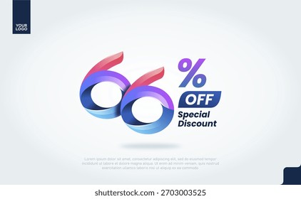 66 por ciento de descuento en el Vector de Anuncio con tipografía de degradado 3D moderno para la promoción de venta