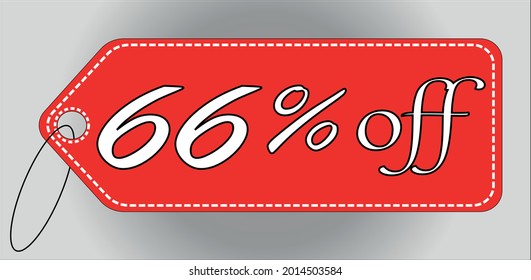 66 por ciento de la etiqueta roja. etiqueta de descuento del 66% para ofertas y promociones