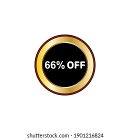 66 percent off sign with gold and white color