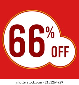 66 percent red banner with white ballons and red lettering for promotions and offers