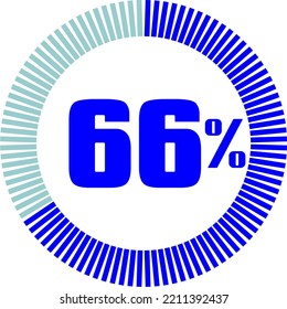 66 Percentage with Round Pie Chart. Economy, medical, sport and speed concept