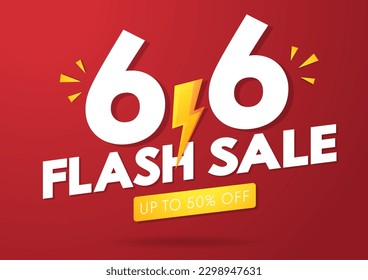 6.6 podium super sale banner template design for web or social media. Promotional Business Flash Sale Design. Vector May 6 Special Offer Illustration.