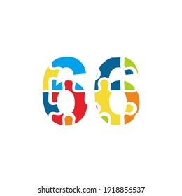 66 Puzzle number illustration. Vector Eps10
