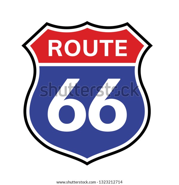 66 route sign icon. Vector\
road 66 highway interstate american freeway us california route\
symbol.