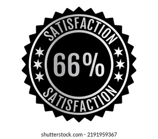 66% Satisfaction Sign Vector transparent background Silver Color