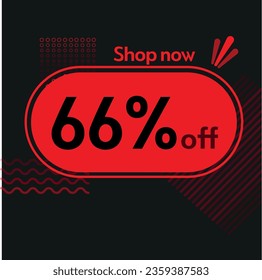 66% Shop now vector red and black elements black friday buy now online shop sticker marketing