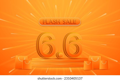 6.6 Shopping Day Flash Sale templates or banners for website or social media promotion and online shopping.