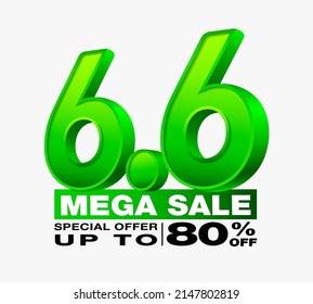 6.6 shopping day half year sale sales symbol template design for social media, website, online shopping Special offer, 80% off sale, super special campaign.