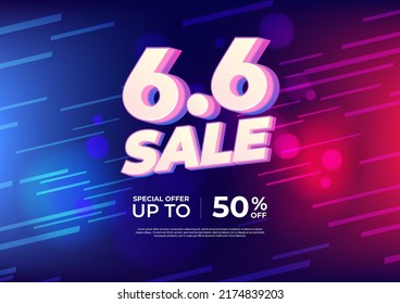 6.6 Shopping day Poster or banner. 6.6 Sale banner template design for social media and website.