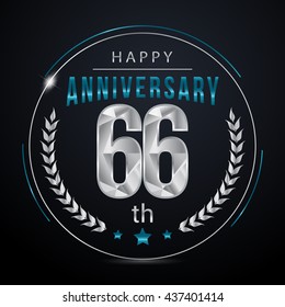  66 Silver anniversary logo, low poly design number