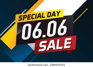 6.6 Special day sale word concept vector illustration with ribbon and 3d style for use landing page, template, ui, web, mobile app, poster, banner, flyer, background, gift card, coupon